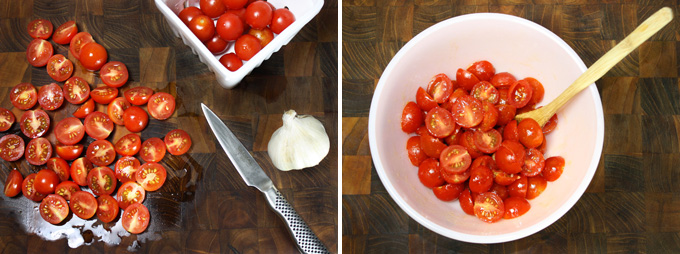 ミニトマトとバジルのパスタ　ローフード